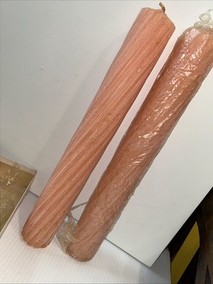 Vtg Giant Large Royal Queen Pure Bees Wax Candle Sticks Sealed Peach/222e
