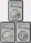 Lot 3 Coins 2006-W 2007-W 2011-W Burnished Silver Eagle $1 MS 69 NGC