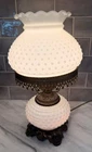 Hobnail Table Lamp Milk Glass Body Globe Parlor Dresser Lamp