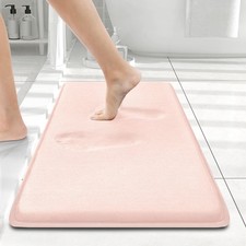 Memory Foam Bath Mat 24x16 Extra Soft Absorbent NonSlip Washable Pink
