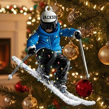 Personalized Skiing Ornament: Acrylic Christmas Gift for Skiers Decor