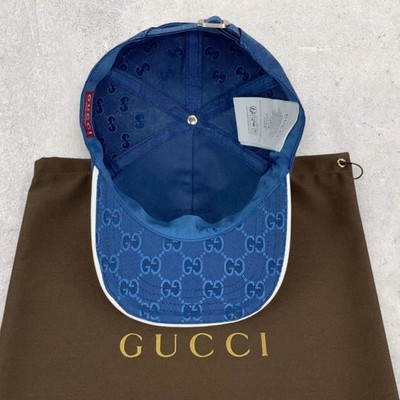 GUCCI キャップ　ネイビーS Gucci GG Monogram Interlocking G Patch Logo Nylon Baseball Cap Hat