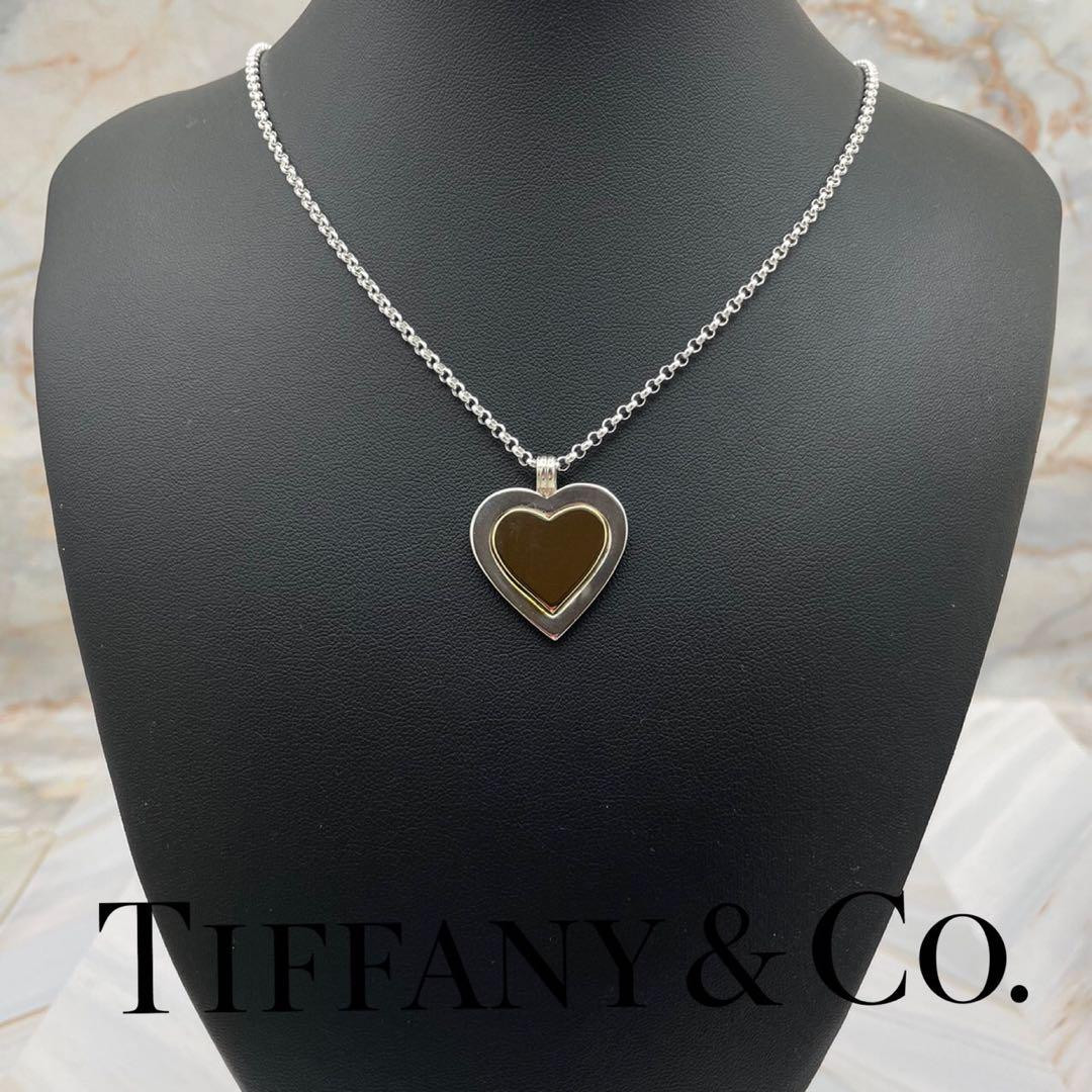 ❤️TIFFANYティフ ァニー ハートモチーフ・トップSV925×18ktYG TIFFANY & Co. Heart Motif Pendant Top Sv925 x 18KTYG 3.2cm x 2.5cm