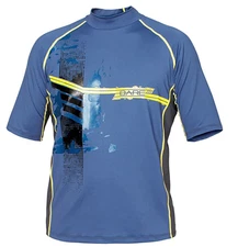 NEW Bare Rash guard Blue Top 50+ UV S Mens Short Sleeve Sun guard Quick Dry NWT