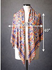 Vibrant Floral-Print Scarf Wrap Shawl 100 Art Silk 66"L x 40"W Lightweight