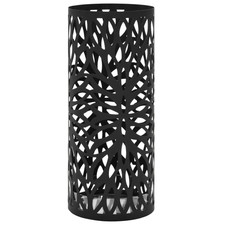 Image of Umbrella Stand Black Powder-Coated Slim Steel 20x48.5cm With Removable Drip Tray