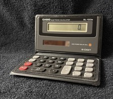 Vintage Casio SL-100B Electronic Calculator Foldable Case Solar Cell Fast Ship