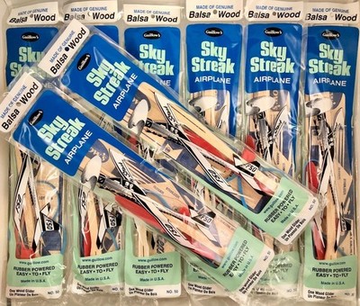 Lot of 12 #50 Sky Streak Balsa Wood Propeller Powered Fun Toy Airplane GUI-50-12
