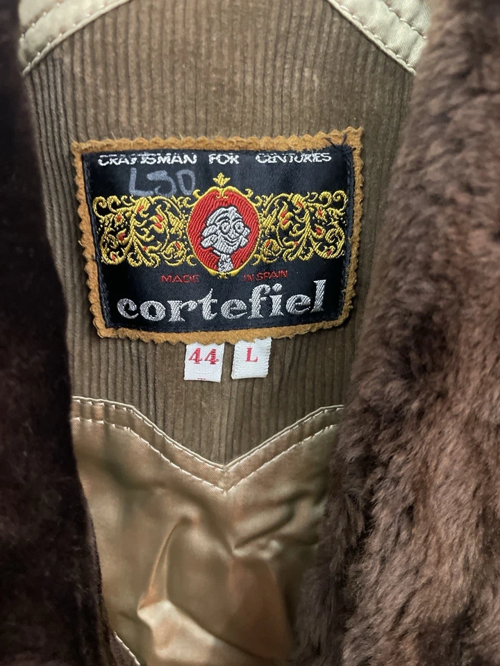 Vintage Cortefiel Corduroy Coat Womens EU 44 US L Brown Faux Fur Collar Spain Su - Image 3 of 4
