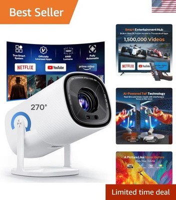 2026 Mini Smart Projector: 1080P, 500 ANSI Lumens & Netflix for Any Space