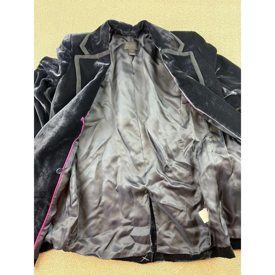 Blazer feminino J Crew Collection 2 mistura de seda gorgorão peito duplo veludo - Imagem 3 de 4