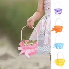 1x Wedding Ceremony Flower Girl Basket Plastic Woven Flower Storage Container