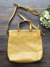 Madewell Transport Zip Top Convertible Mustard Gold Leather Crossbody Bag Purse
