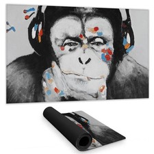 Begin Home Decor C1DM1424XV6TNJ 14 x 24 in. Gray Monkey with Headphones Desk ...