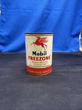 Vintage MOBIL FREEZONE Oil Anti-Freeze Can 1 Qt. MOBILOIL - PEGASUS Advertising