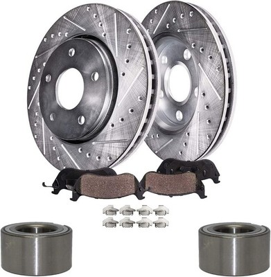 Front Brake Pads Rotors Wheel Hubs for 2007 2008 2009 Ford Edge