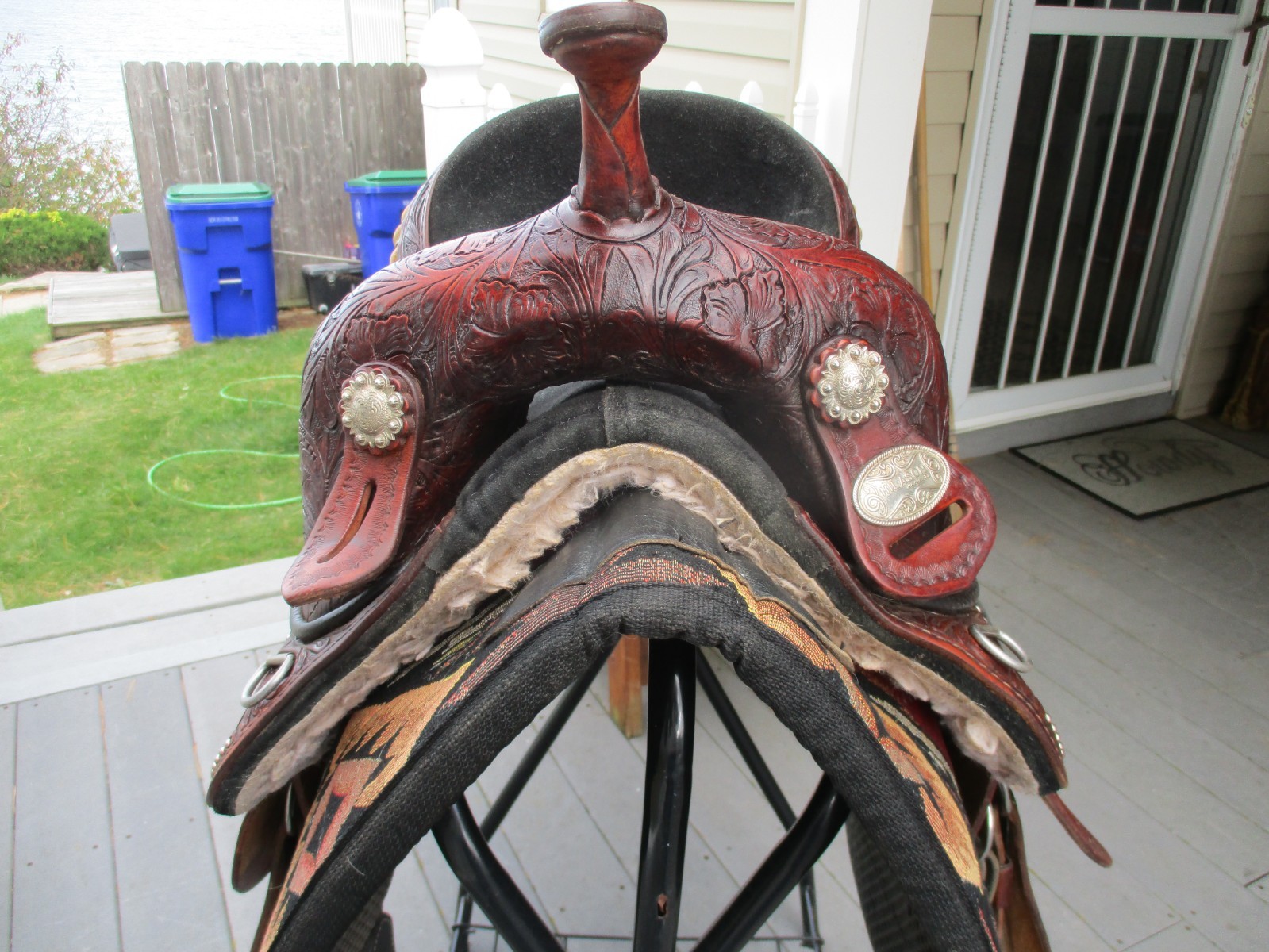 15'' HILASON Western Treeless Barrel/Trail  Leather Saddle | USA  6-8'' GULLET