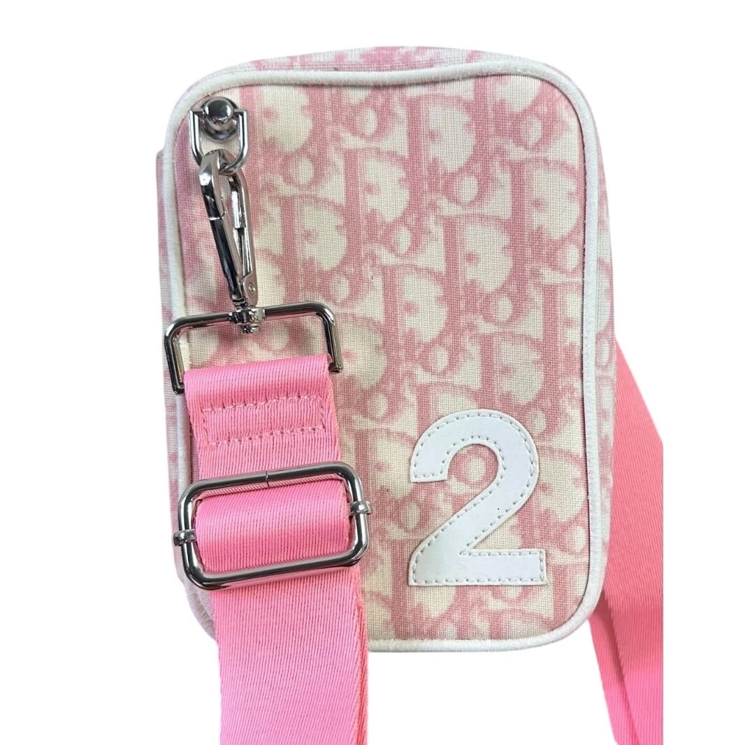 Trotteur Christian Dior n° 2 sacs à bandoulière rose et blanc (CDXX125)