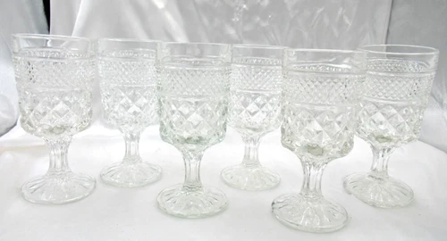 VTG 6 Anchor Hocking Wexford Water Goblets 8 Oz. Beverage Glasses 6.5”