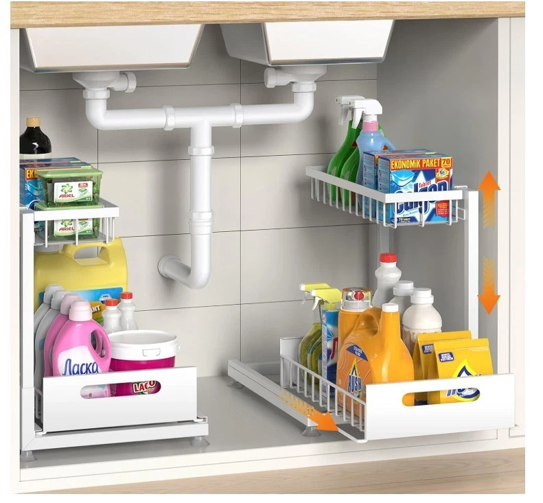 2 Pack Saydear under Sink Organizer Storage Metal Pull-Out Height adjustable
Opens in a new window o