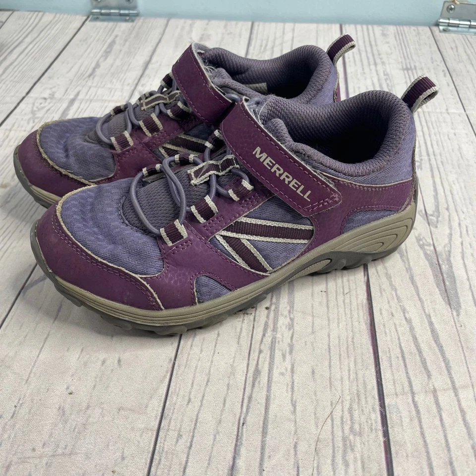 Merrell Purple Hook Loop Strap Trail Shoes Kids Size 13M Hiking running - Image 3 of 4