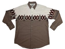 Vintage Express Rider Western Pearl Snap Shirt Aztec Cowboy Southwestern Mens XL