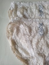  2 Vintage Lace Stretch Tanga Bikini Panties M - L 32" 34"