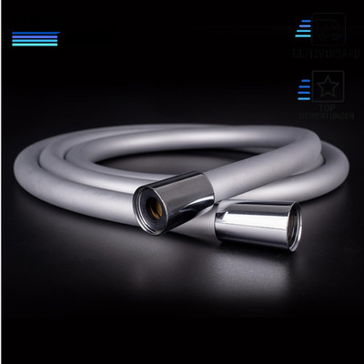 Duschschlauch 2m Silikon Ultra Soft Verlängerung Anti-Kink für Handbrause Silber