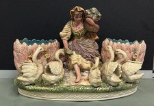 Statue Porzellan Capodimonte Jahre 50-ITALY-DAMA Bäuerin Mit Schwäne E 2 Vasen