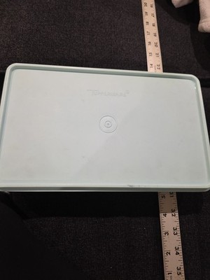 Vintage Tupperware 794-7 Clear Box with 795-10 Mint Green Lid Rectangular Box