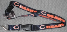 NFL Chicago Bears Logo on Navy Lanyard Detachable Keyring 23"X3/4" Aminco