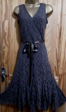 Sale! M & Co Brown Embroidered Stretch  Lace Net Cocktail Party Dress SIZE 10