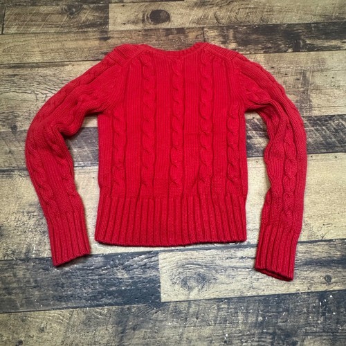 Old Navy Cable Knit Cardigan Sweater Button Front Red Cotton Blend Kids? M - Picture 6 of 6
