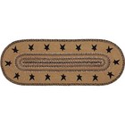 New Primitive Rustic Brown BLACK STAR Braided Rug Jute Table Runner 36"