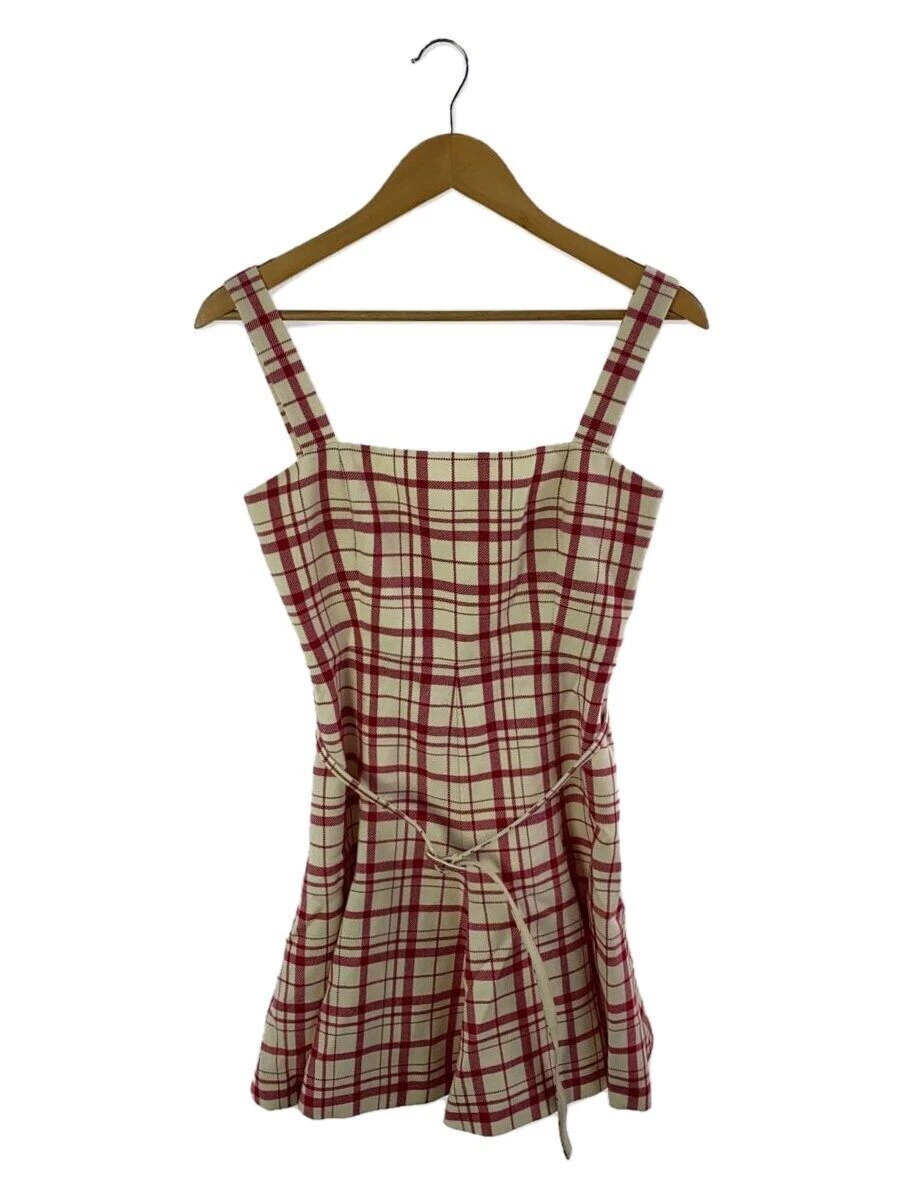 Robe cami ceinturée évasée Christian Dior 21AW 36 laine ivoire carreaux 141R61A1342