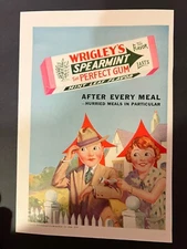 Vtg 1930s AD Wrigley's Spearmint Gum, The Perfect Gum After Every Meal