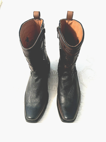Cuadra Urban Engraved Black/Brown Leather Mens Boots SZ 11 - Picture 4 of 19