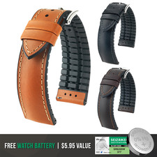 HIRSCH James Calf Leather Watch Strap - Caoutchouc Core - QR  Bonus Battery