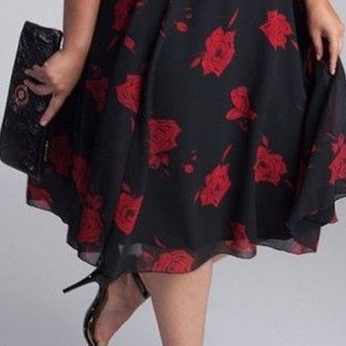 Plus Size Women Floral Chiffon Dress Summer Evening Party Elegant Midi Dresses - Picture 8 of 10