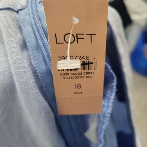 LOFT light blue wide leg high waisted linen blend casual summer pants size 18 - Picture 4 of 7