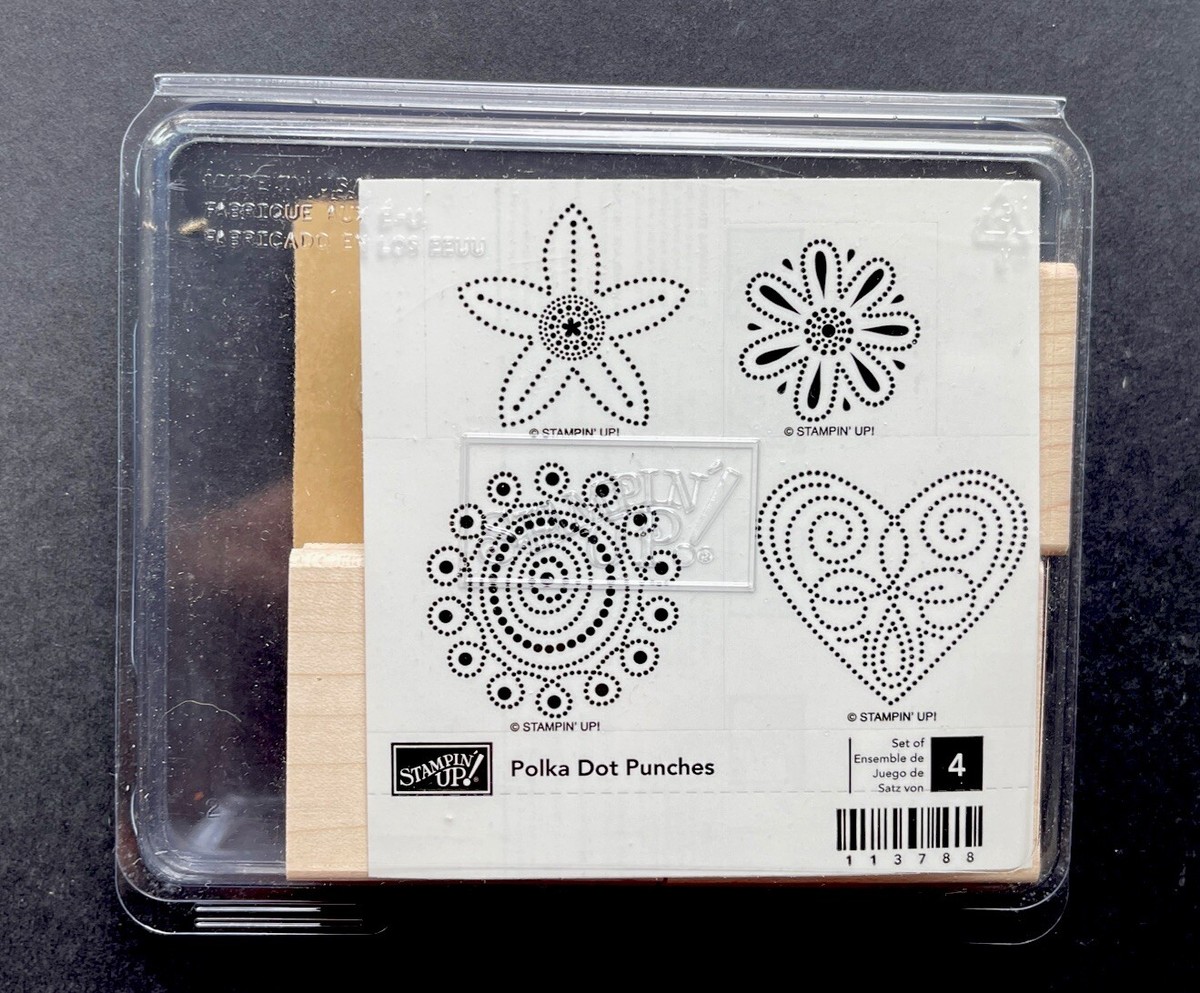Stampin Up Polka Dot Punches Set Of 4 star heart flower rubber