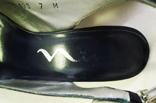 Nina Dark Navy Blue Leather Slingback Pump Shoes size 7M - Picture 6 of 11