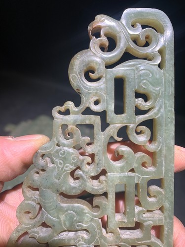 22 cm Chinese antique Han Dynasty dragon and phoenix jade ornament - Picture 14 of 18