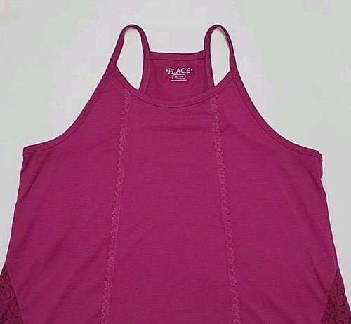 Childrens Place Pink Lace Tank Racer Back Top Girls XL/14 Sleeveless Swing Tee - Picture 20 of 21