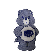 Teddy Bear Embroidered Iron on Patch, Blue Gray