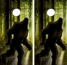 Bigfoot In The Woods Cornhole Board Wrap LAMINATED Decal Vinyl Sticker 4488