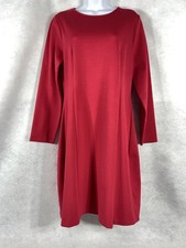 J.Crew Factory Dress Women’s 12 Red Sheath Long Sleeve Ponte Stretch Round Neck