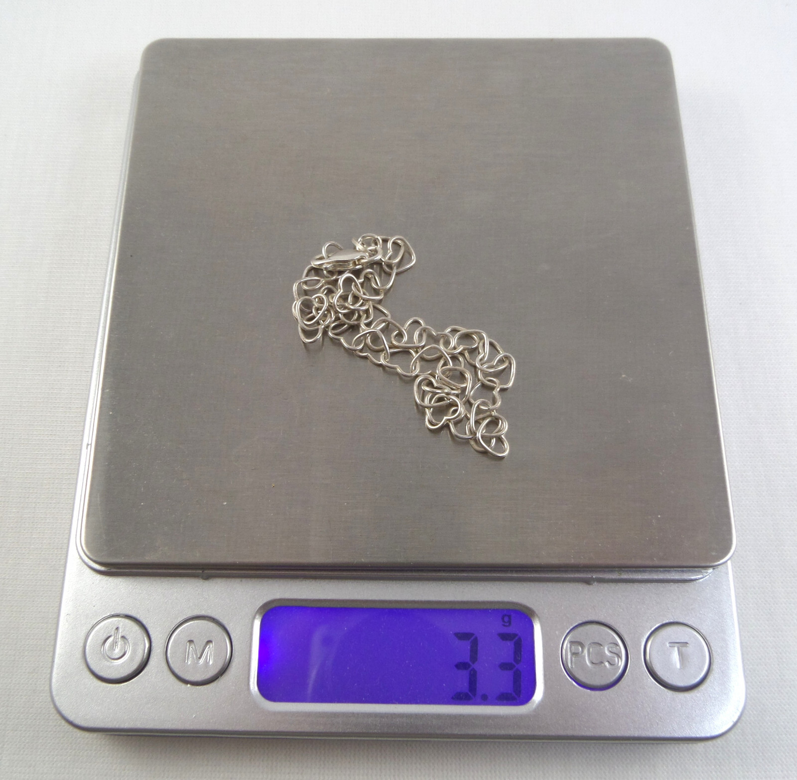 VTG Sterling Bracelet Interlocking Hearts 3.3 Gr. Signed Boma 8 -3/4” Long Italy