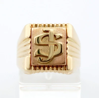 Herrenring Siegelring 18 Karat 750 Gold 9,04 g Handarbeit Initialen JS Gr. 58 - Bild 1 von 4