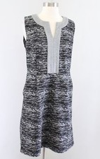 Tabitha Anthropologie Black Gray White Marled Knit Sheath Dress Size 10 Pockets